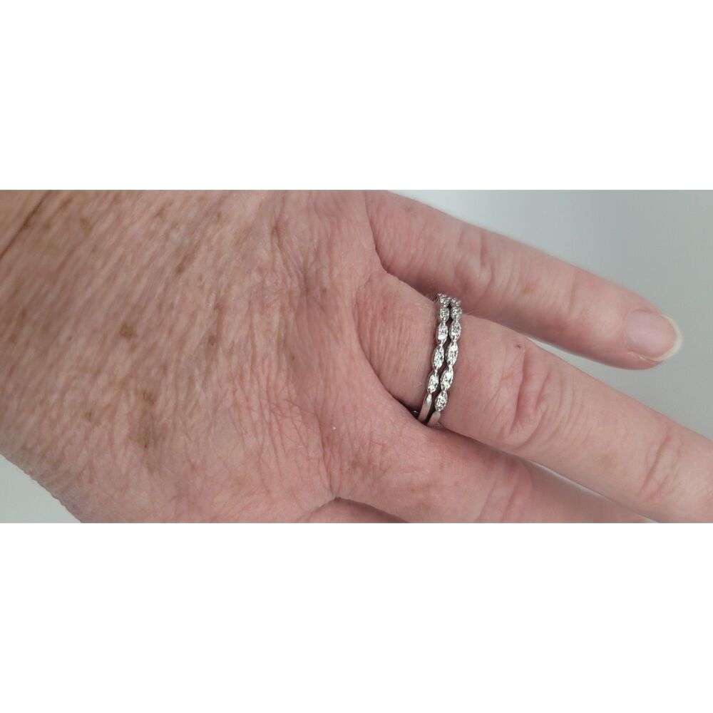 18k Filled White Gold 1.81 Ct. White Sapphire 3 Piece Ring - Size 9 - Picture 5 of 10